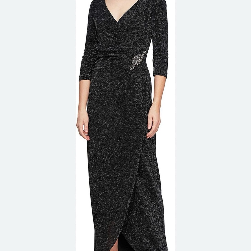 Alex Evenings Black Long Sleeve Gown